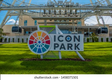 
Orlando, Florida. July 05, 2019 Icon Park Sign In International Drive Area.