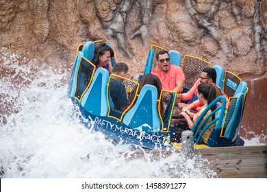 
Orlando, Florida. July 13, 2019. People Enjoying Splashing In Infinity Falls At Seaworld 17.