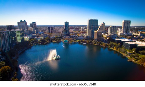 Orlando Florida, Lake Eola. Shot With A Profesional Drone.