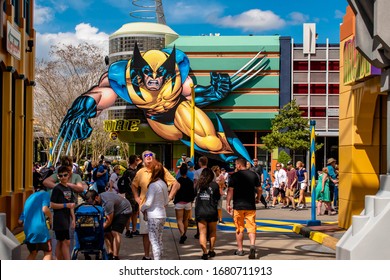 Orlando, Florida. March 02, 2019. Colorful Villain In Marvel Super Hero Island At Universals Islands Of Adventure 1