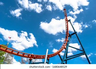 Orlando, Florida. March 14, 2020. Top View Of Ice Breaker Roller Coaster Not Yet Opened At Seaworld 2