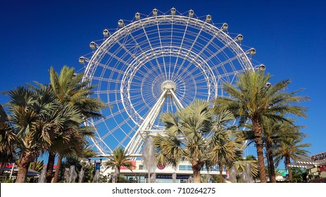 ORLANDO, FLORIDA - MAY 21st: The Orlando Eye, The Largest Observation Wheel On The East Coast, In The Heart Of Orlando, Florida On May 21st, 2016.