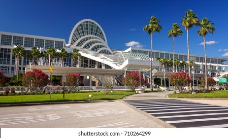 ORLANDO, FLORIDA - MAY 21st: Front entrance to the Orange County Convention Center in Orlando, Florida on May 21st, 2016.