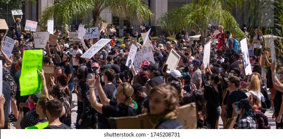 Orlando, Florida – May 30, 2020: Protesters Gathered In Downtown Orlando To Show Support For George Floyd. George Floyd Died After A Confrontation While In Police Custody.