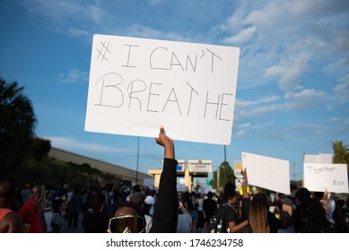 Orlando, Florida - May 31,  2020: After George Floyd's Death, Protesters Take To The Streets And Shut Down Orange Blossom Trail Near Orlando Police Department Headquarters