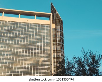 ORLANDO, FLORIDA - NOV 11, 2019: Advent Health Hospital. Tall Main Building.