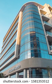 ORLANDO, FLORIDA - NOV 11, 2019: Advent Health Hospital. Modern Building Lactation Center At Sunset.