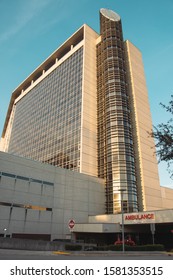 ORLANDO, FLORIDA - NOV 11, 2019: Advent Health Hospital Main Building And Emergency Entrance.