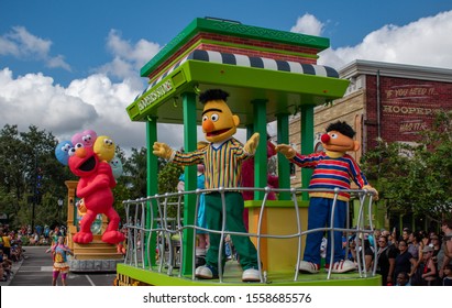 Orlando, Florida November 09, 2019. Bert And Ernie In Sesame Street Party Parade At Seaworld 3