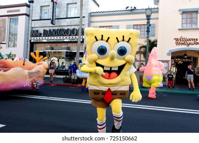 Orlando, Florida September 2017: Sponge Bob in Universal Studios (Universal's Superstar Parade)