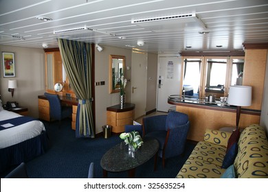 Orlando, Florida  September 26, 2015: Cruise Ship Royal Caribbean Suite Cabin Views On September 26, 2015.