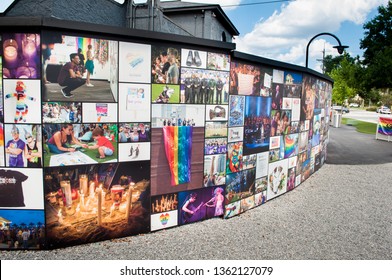 Orlando, Florida / United States - June 19, 2018 : Pulse Nightclub Interim Memorial South Wall With Photographs