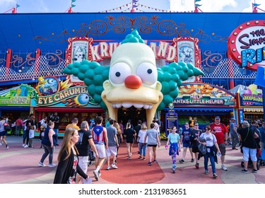 Orlando, Florida, USA - February 22, 2022: Entrance to Krustyland at the Universal Studios Orlando.