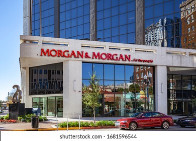 Orlando, Florida, USA - January 20, 2020: Sign Of Morgan & Morgan In Orlando, Florida, USA. Morgan & Morgan Is A Leading Personal Injury Law Firm. 