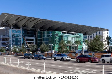 Orlando, Florida, USA- January 20, 2020: Exterior Dr. Phillips Center In Orlando, Florida, USA. Dr. Phillips Center For The Performing Arts Is A Performing Arts Center In Downtown Orlando. 