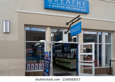 Orlando, Florida, USA - January 20, 2022:  A Breathe Modern Wellness Bar is shown. Breathe inc is an American oxygen bar company.