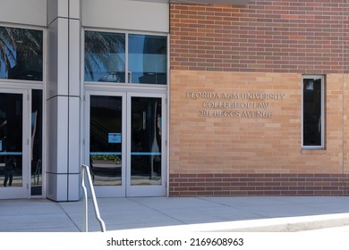 Orlando, Florida, USA - January 20, 2022: The Entrance To Florida A And M University College Of Law Building In Orlando, Florida, An ABA-accredited Law School. 