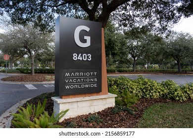
Orlando, Florida, USA - January 5, 2022: Marriott Vacations Worldwide sign at their headquarters in Orlando. Marriott Vacations Worldwide Corporation is a pure-play public timeshare company.
