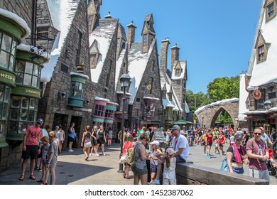 Orlando, Florida, USA, July 28, 2019: Hogsmeade, Diagon Alley, 