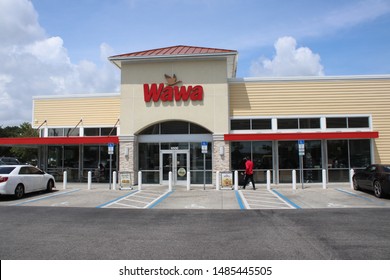 Orlando, Fl-USA August 11,2019: Wawa, Inc is an American chain of convenience stores and gas stations located along the East Coast of the United States with over 848 stores.