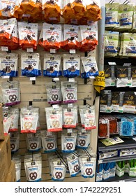 Orlando, FL/USA-5/3/20: A Display Of Chocolate Covered Pretzel, Peanut Butter Cups And Almond Butter Cups Snacks At A Whole Foods Market Grocery Store.