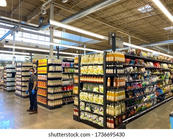 Orlando, FL/USA-5/3/20: An Overview Of Multiple  Aisles Of A Whole Foods Market Grocery Store.