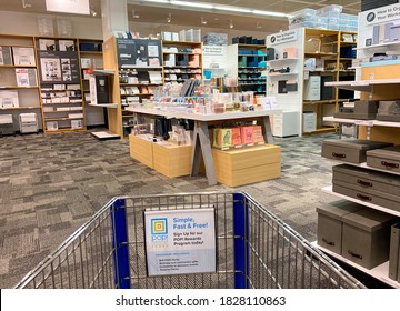 Orlando, FL/USA-9/28/20: A Display Of Office  Organization Products At The Container Store Retail Organizing Store.