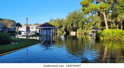 Orlando, October 1 2022 - UCF The Place Neighborhood Flooding By Hurricane Ian Central Florida Floods