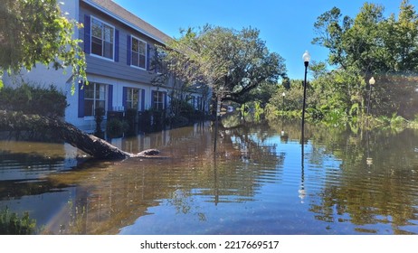 Orlando, October 2 2022 - Abandoned Neighborhood Flooding By Hurricane Ian Central Florida Floods