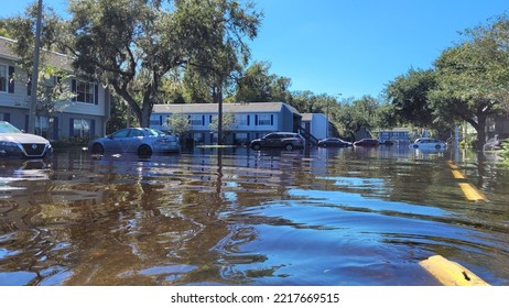 Orlando, October 2 2022 - Complete Neighborhood Flooding By Hurricane Ian Central Florida Floods