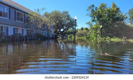 Orlando, October 2 2022 - Neighborhood Flooding By Hurricane Ian Central Florida Floods