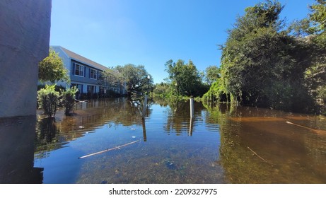 Orlando, October 2 2022 - Neighborhood Flooding By Hurricane Ian Central Florida Floods