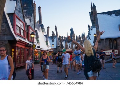 ORLANDO, USA - 17 JULY 2017.  Butterbeer and Harry Potter Hogsmeade in Universal Studio's Islands of Adventure