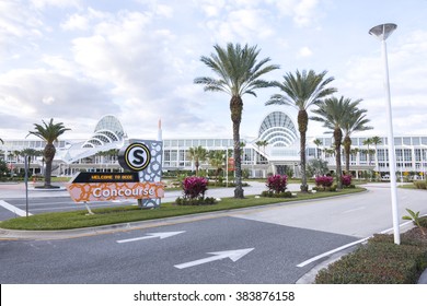 ORLANDO, USA - FEBRUARY 21, 2016: The south concourse of the Orange County Convention Center is a beautiful architectural masterpiece.