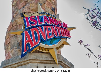 ORLANDO, USA - MARCH 07 2022: Islands Of Adventure Theme Park Sign