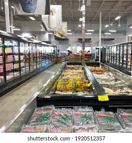 Orlando,FL USA - January 18, 2021:  An Overview Of The Refridgerated Section Of A Bravo Market Grocery Store In Orlando, Florida.