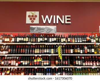 Orlando,FL/USA -1/15/20:  The Sign For The Wine Aisle At A Publix Grocery Store.