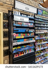 Orlando,FL/USA-12/27/19: Juul Brand Ecigarettes In A Case At A Wawa Gas Station Convenience Store.