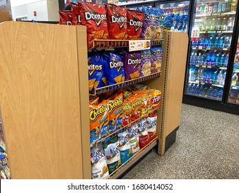 Orlando,FL/USA-12/27/19: The Potato Chip  Display At A Wawa Gas Station, Fast Food Restaurant, And Convenience Store.