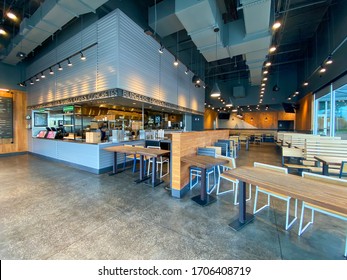 Orlando,FL/USA-3/18/20: The Closed Dining Room At The Shake Shack Restaurant Due To Panic Over The Coronavirus Covid-19.