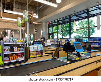 Orlando,FL/USA-5/3/20: The Check Out Counter Of A Whole Foods Market Grocery Store.