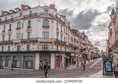 Orleans, France - JAN 21, 2022: Street View From Rue De La Republique, Republic Street In Orleans, The Prefecture Of The Department Of Loiret And The Region Of Centre-Val De Loire.