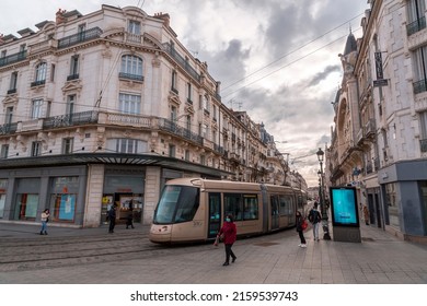 Orleans, France - JAN 21, 2022: Street View From Rue De La Republique, Republic Street In Orleans, The Prefecture Of The Department Of Loiret And The Region Of Centre-Val De Loire.