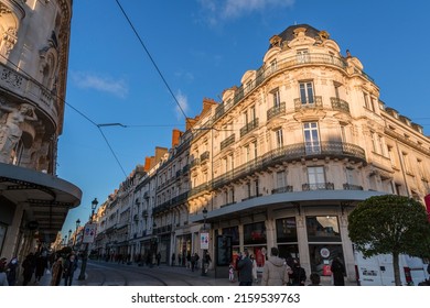 Orleans, France - JAN 21, 2022: Street View From Rue De La Republique, Republic Street In Orleans, The Prefecture Of The Department Of Loiret And The Region Of Centre-Val De Loire.