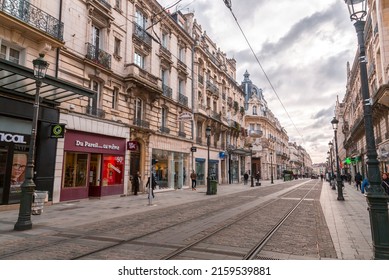 Orleans, France - JAN 21, 2022: Street View From Rue De La Republique, Republic Street In Orleans, The Prefecture Of The Department Of Loiret And The Region Of Centre-Val De Loire.