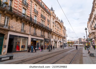 Orleans, France - JAN 21, 2022: Street View From Rue De La Republique, Republic Street In Orleans, The Prefecture Of The Department Of Loiret And The Region Of Centre-Val De Loire.