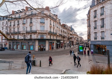 Orleans, France - JAN 21, 2022: Street View From Rue De La Republique, Republic Street In Orleans, The Prefecture Of The Department Of Loiret And The Region Of Centre-Val De Loire.