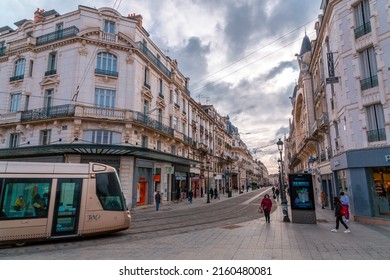 Orleans, France - JAN 21, 2022: Street View From Rue De La Republique, Republic Street In Orleans, The Prefecture Of The Department Of Loiret And The Region Of Centre-Val De Loire.