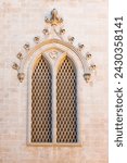 Ornamental gothic window, located at the Mallorca Cathedral (Spain).