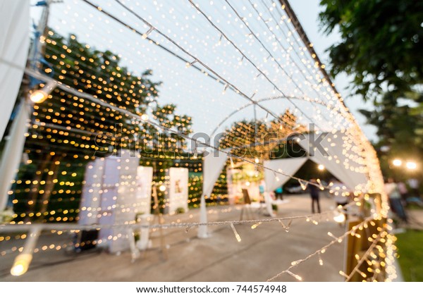 Ornamental Lights Decoration Park Wedding Reception Stock Photo